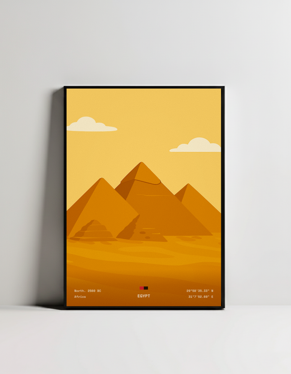 Egypt pyramids minimalist art print — black framed wall decor by Dunora