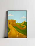 Great Wall of China minimalist art print — black framed wall decor by Dunora