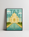 Taj Mahal minimalist art print — black framed wall decor by Dunora