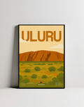 Uluru minimalist art print — black framed wall decor by Dunora