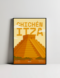 Chichen Itza minimalist art print — black framed wall decor by Dunora