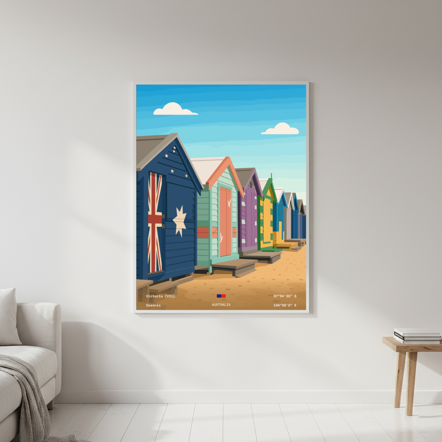 Brighton Bathing Boxes Minimalist Art Print