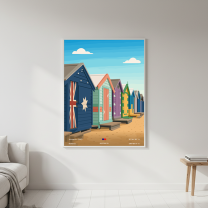 Brighton Bathing Boxes Minimalist Art Print