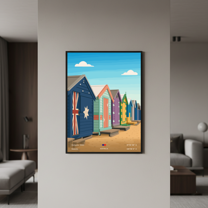 Brighton Bathing Boxes Minimalist Art Print