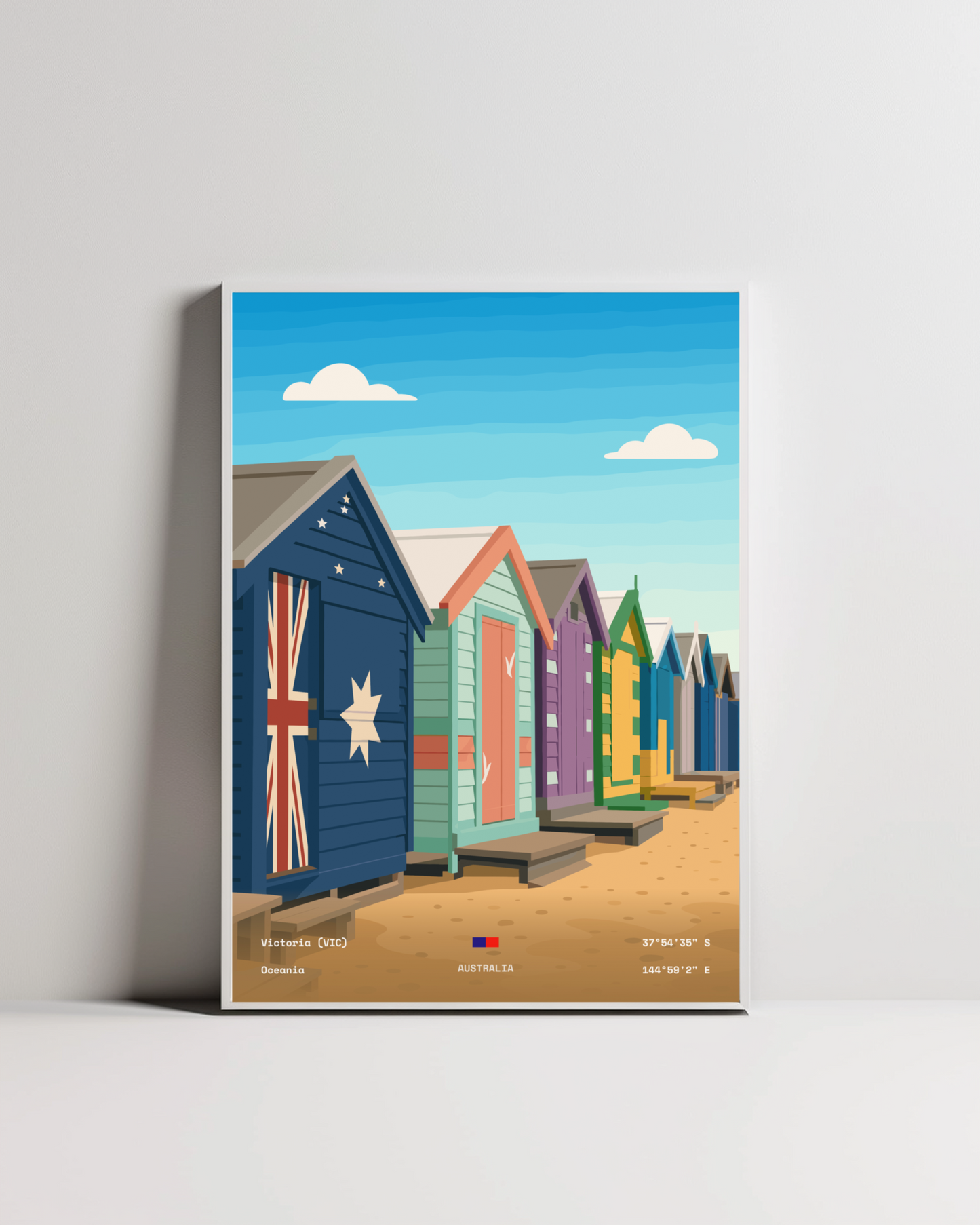 Brighton Bathing Boxes Minimalist Art Print