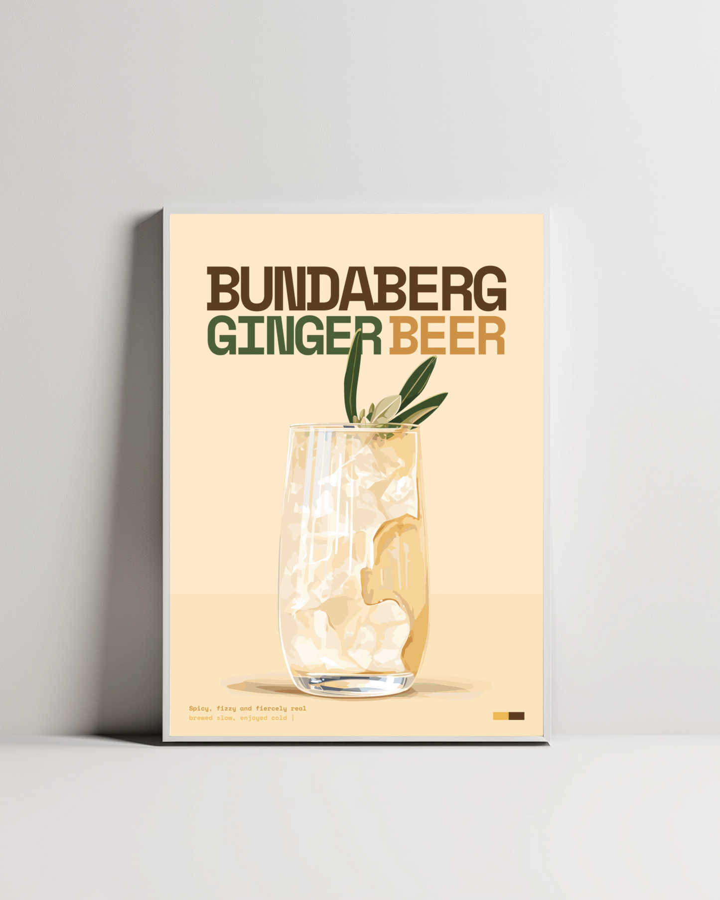 Bundaberg Ginger Beer Art Print — white framed wall decor by Dunora