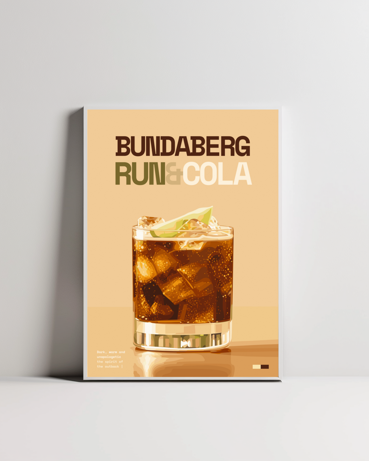 Bundaberg Rum & Cola Art Print — white framed wall decor by Dunora