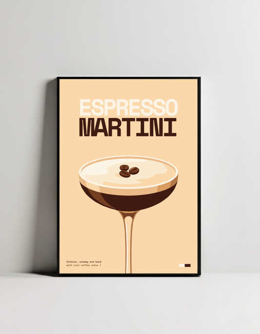 Espresso Martini Art Print — black framed wall decor by Dunora