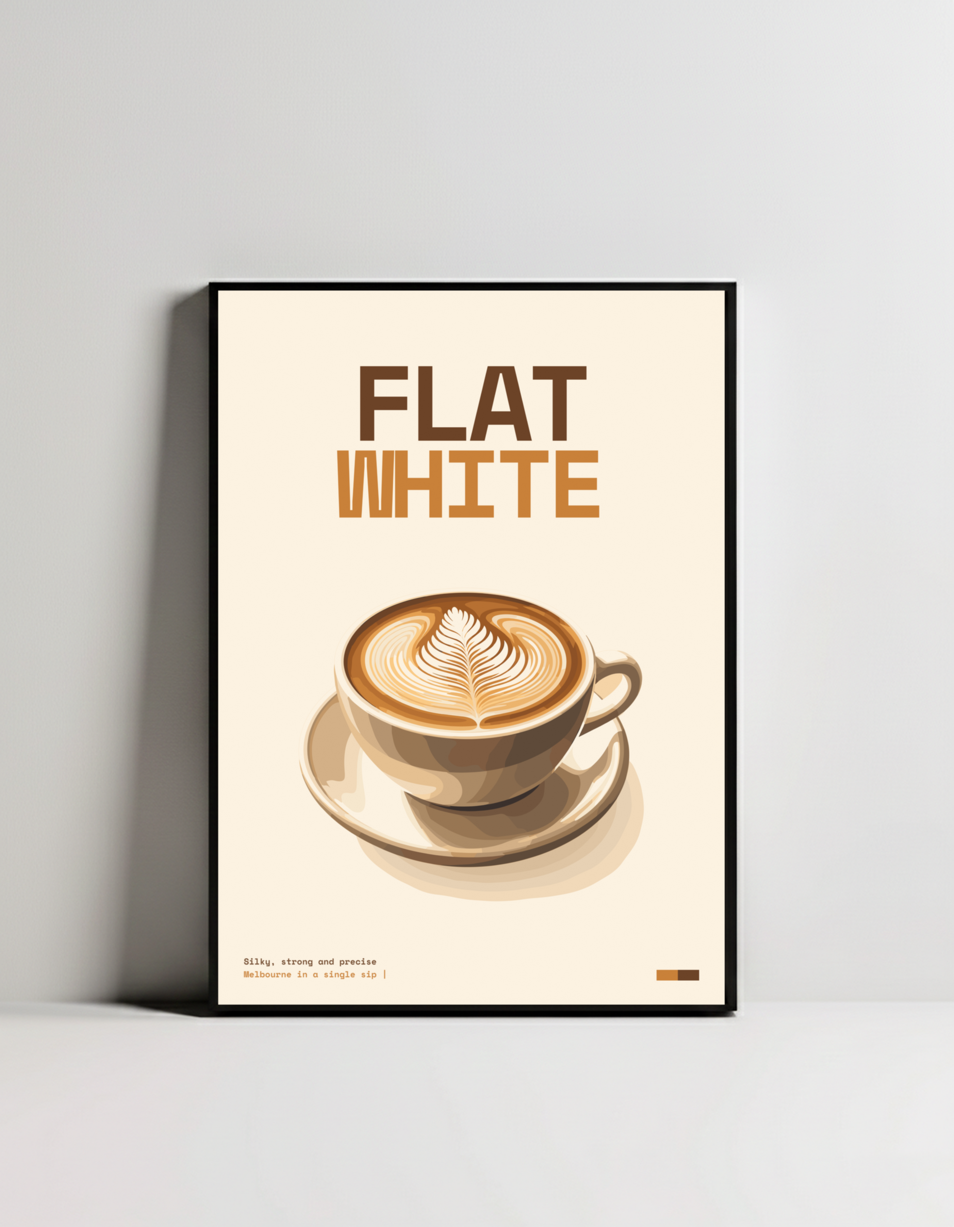 Flat White Art Print — black framed wall decor by Dunora
