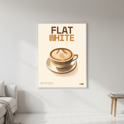 Flat White Art Print — white frame in lifestyle setting by Dunora