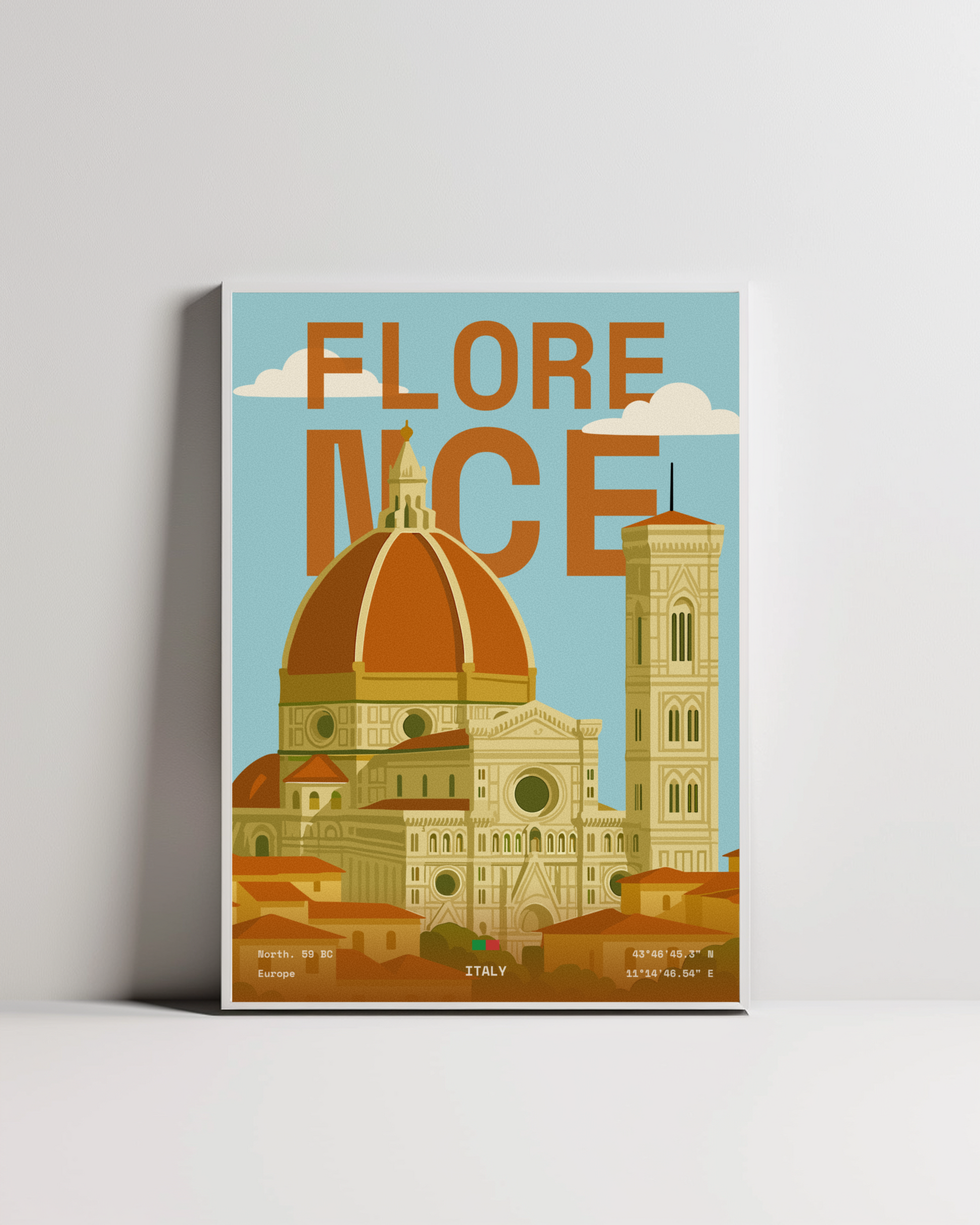 Florence minimalist art print — white framed wall decor by Dunora