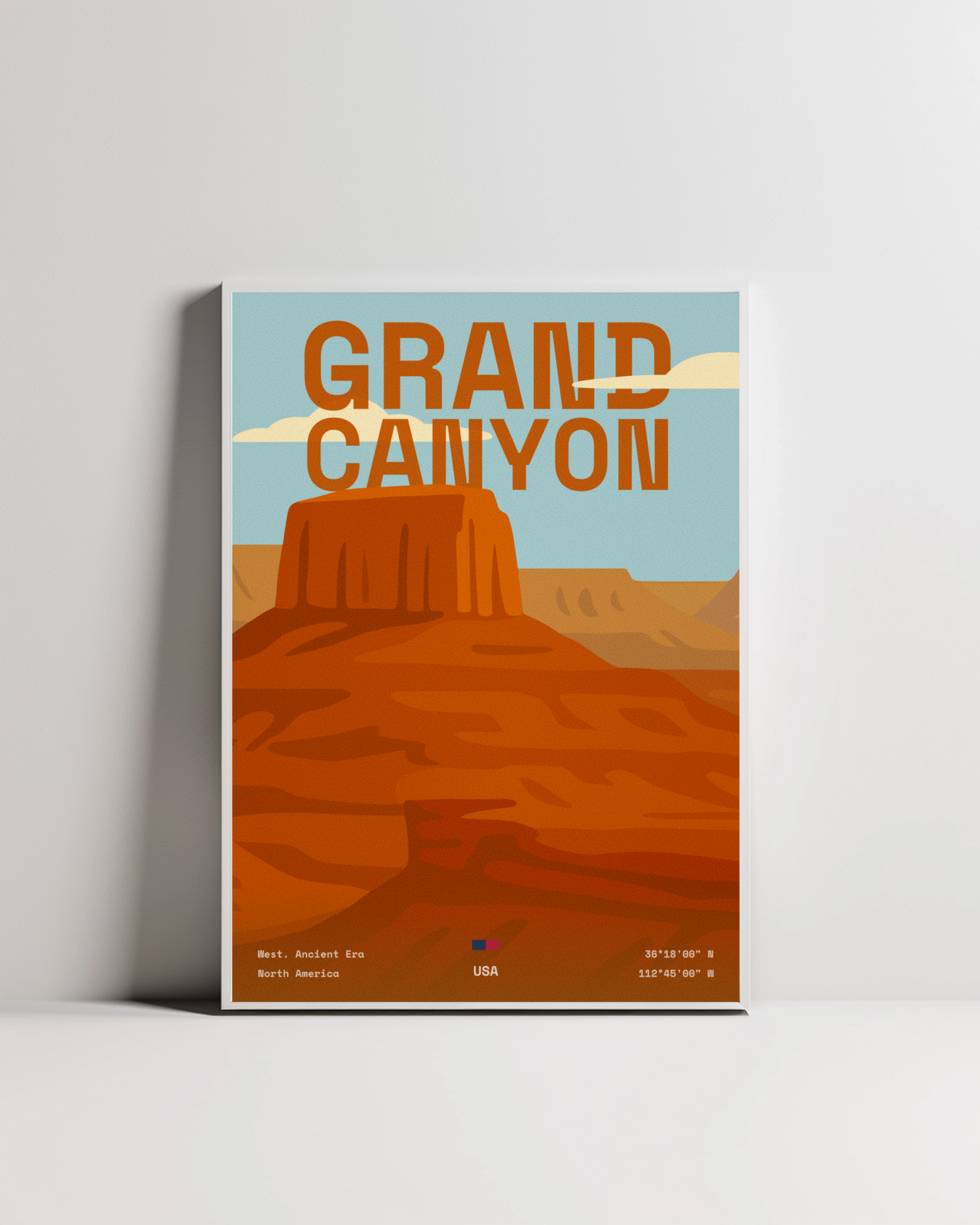 Grand Canyon minimalist art print — white framed wall decor by Dunora