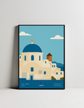 Greece minimalist art print — black framed wall decor by Dunora