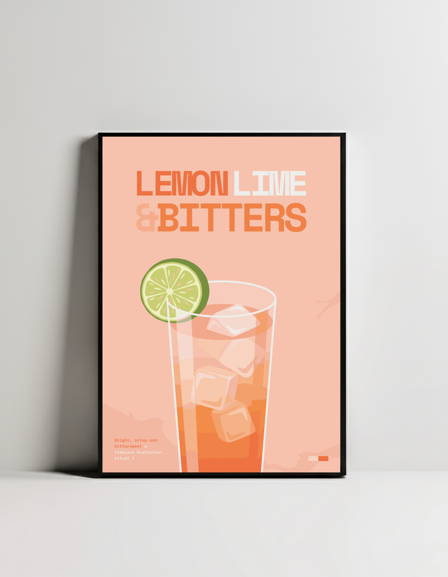 Lemon Lime & Bitters Art Print — black framed wall decor by Dunora