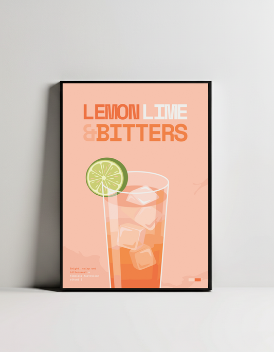 Lemon Lime & Bitters Art Print — black framed wall decor by Dunora