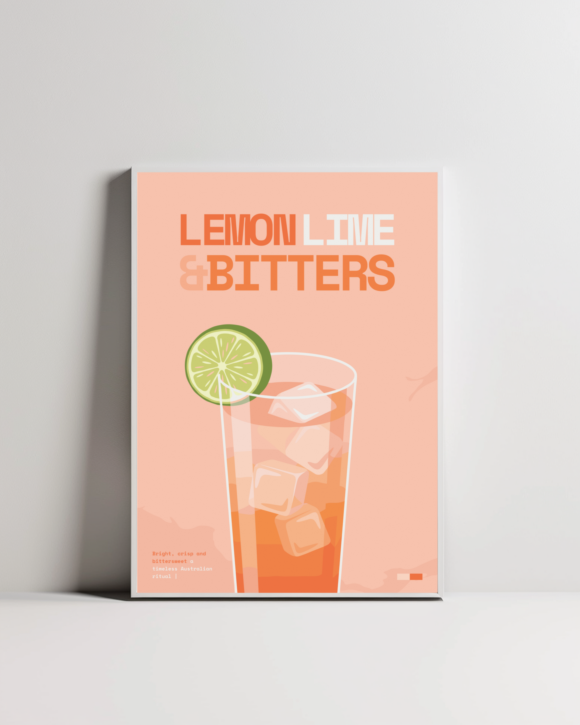 Lemon Lime & Bitters Art Print — white framed wall decor by Dunora
