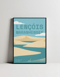 Lençóis Maranhenses minimalist art print — black framed wall decor by Dunora