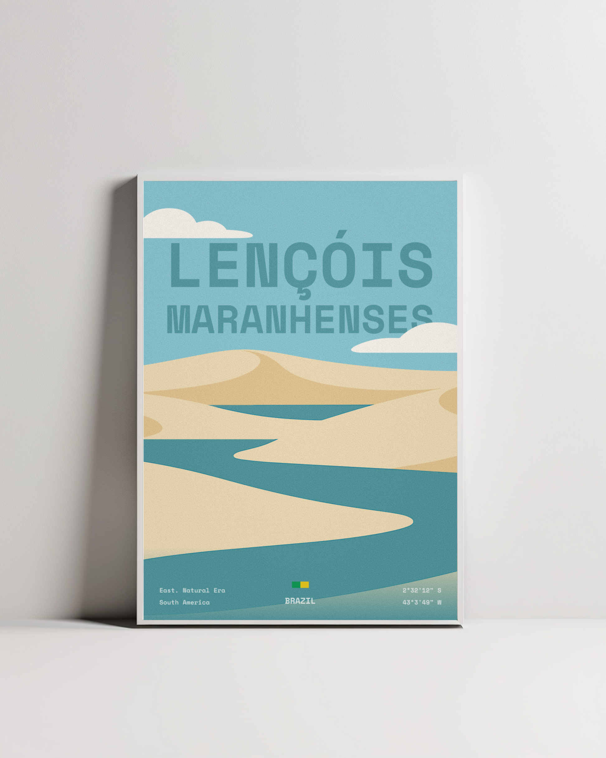 Lençóis Maranhenses minimalist art print — white framed wall decor by Dunora