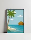Maldives minimalist art print — black framed wall decor by Dunora