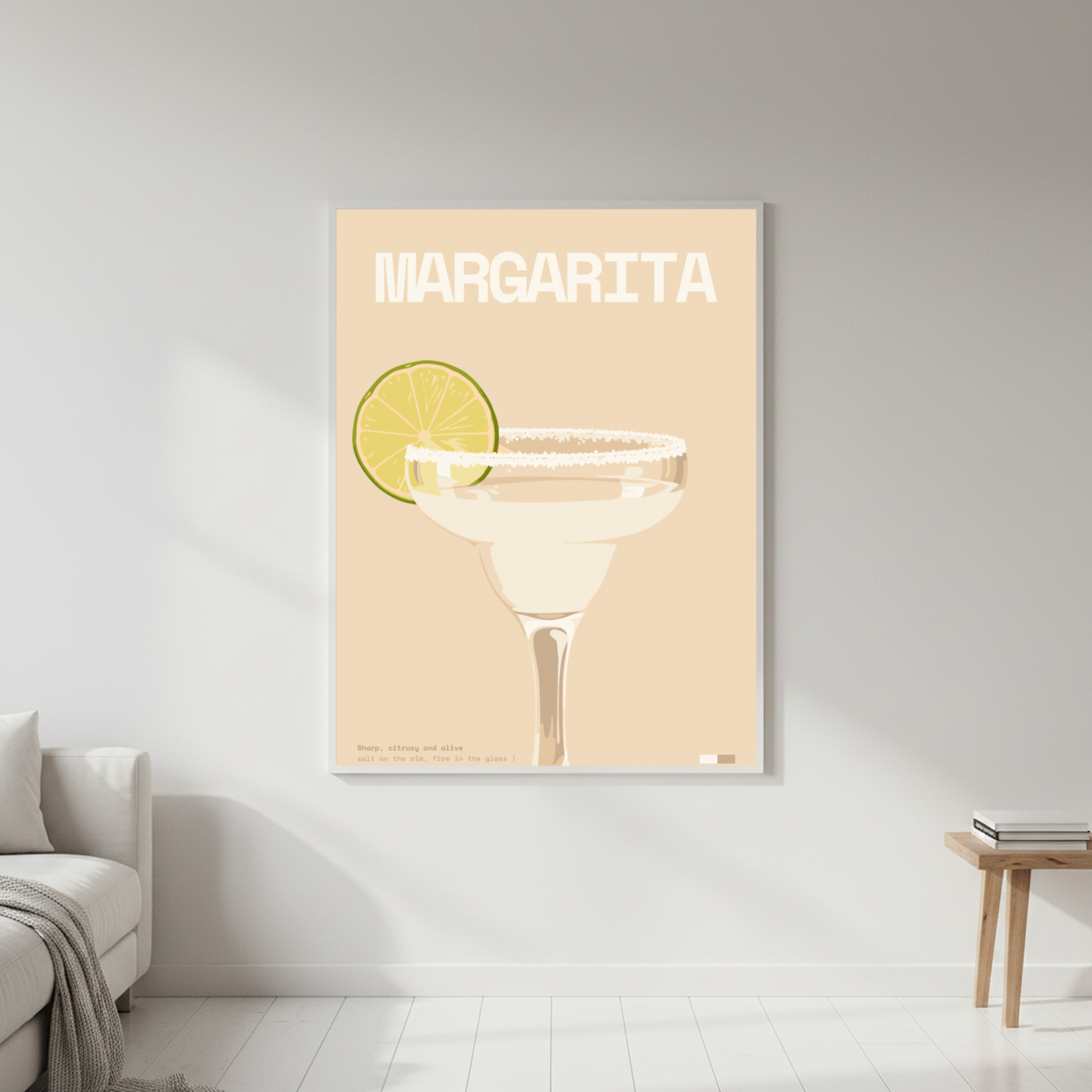 Margarita Art Print — white frame in lifestyle setting by Dunora