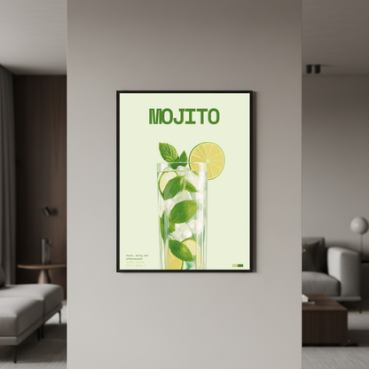 Mojito Art Print — black frame in lifestyle setting by Dunora