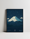Mount Fuji minimalist art print — black framed wall decor by Dunora