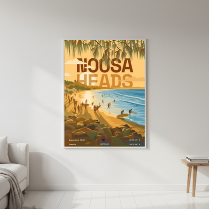 Noosa Heads Queensland minimalist art print displayed in a lifestyle setting by Dunora