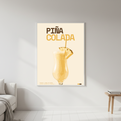 Piña Colada Art Print — white frame in lifestyle setting by Dunora