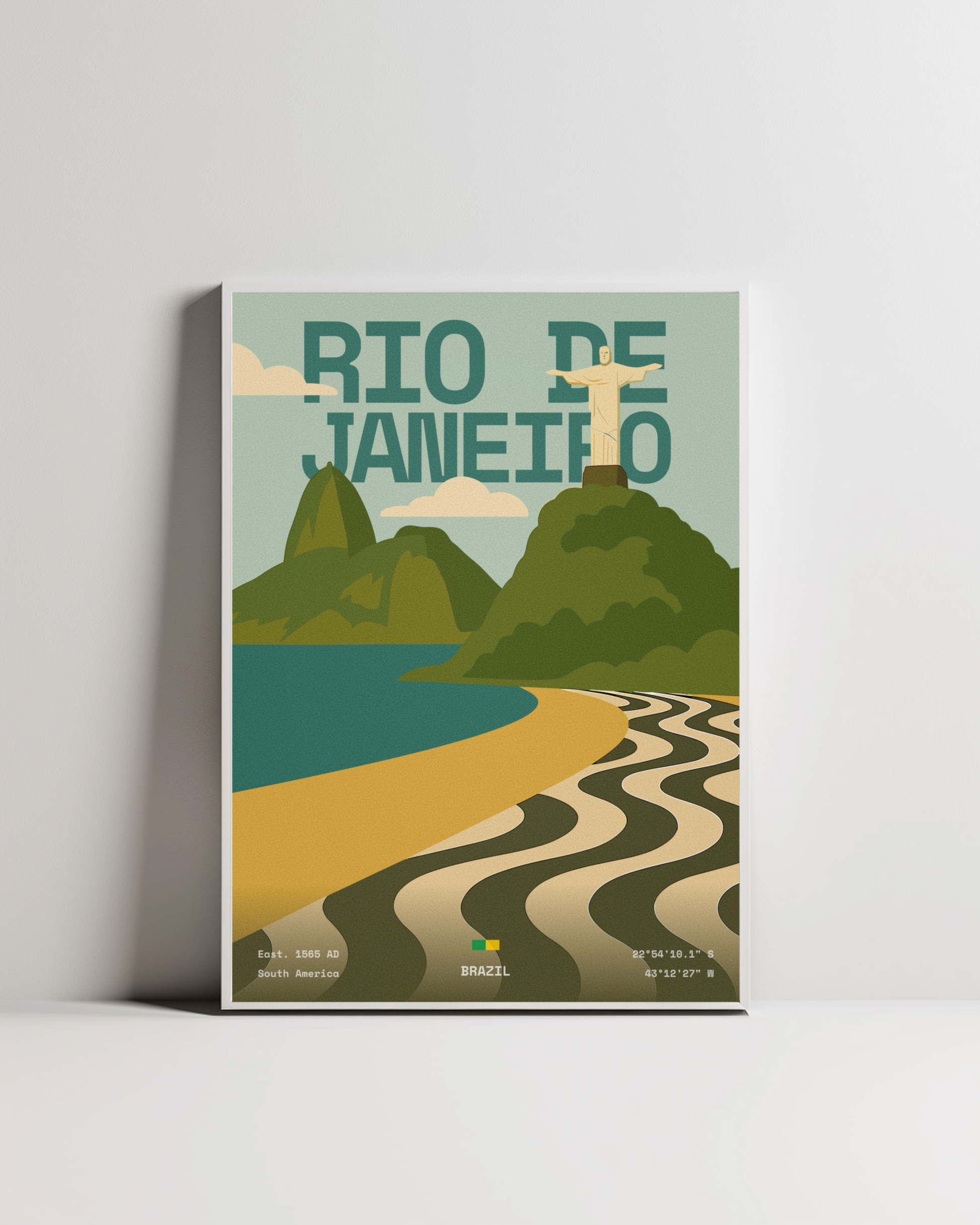 Rio de Janeiro minimalist art print — white framed wall decor by Dunora