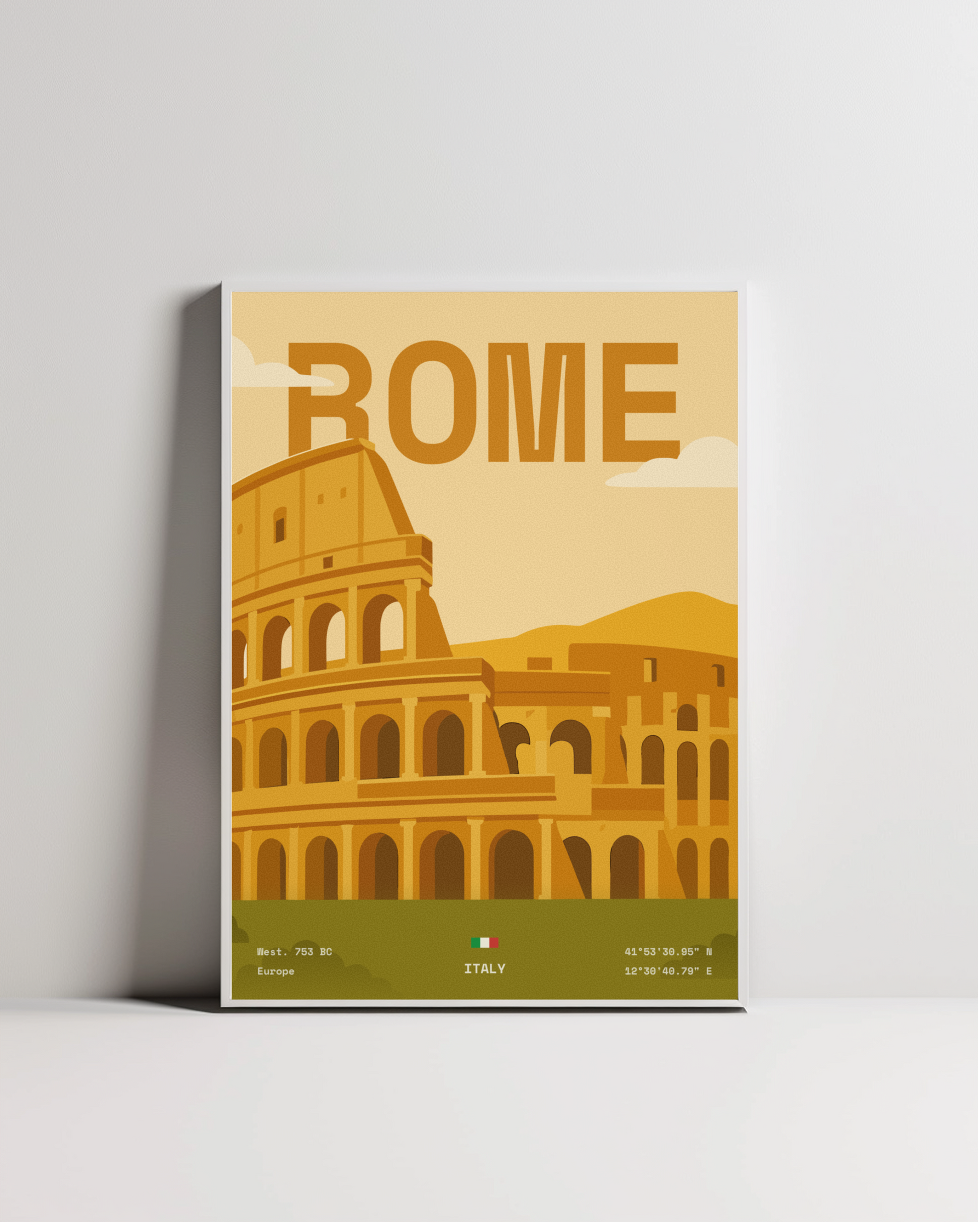 Rome minimalist art print — white framed wall decor by Dunora