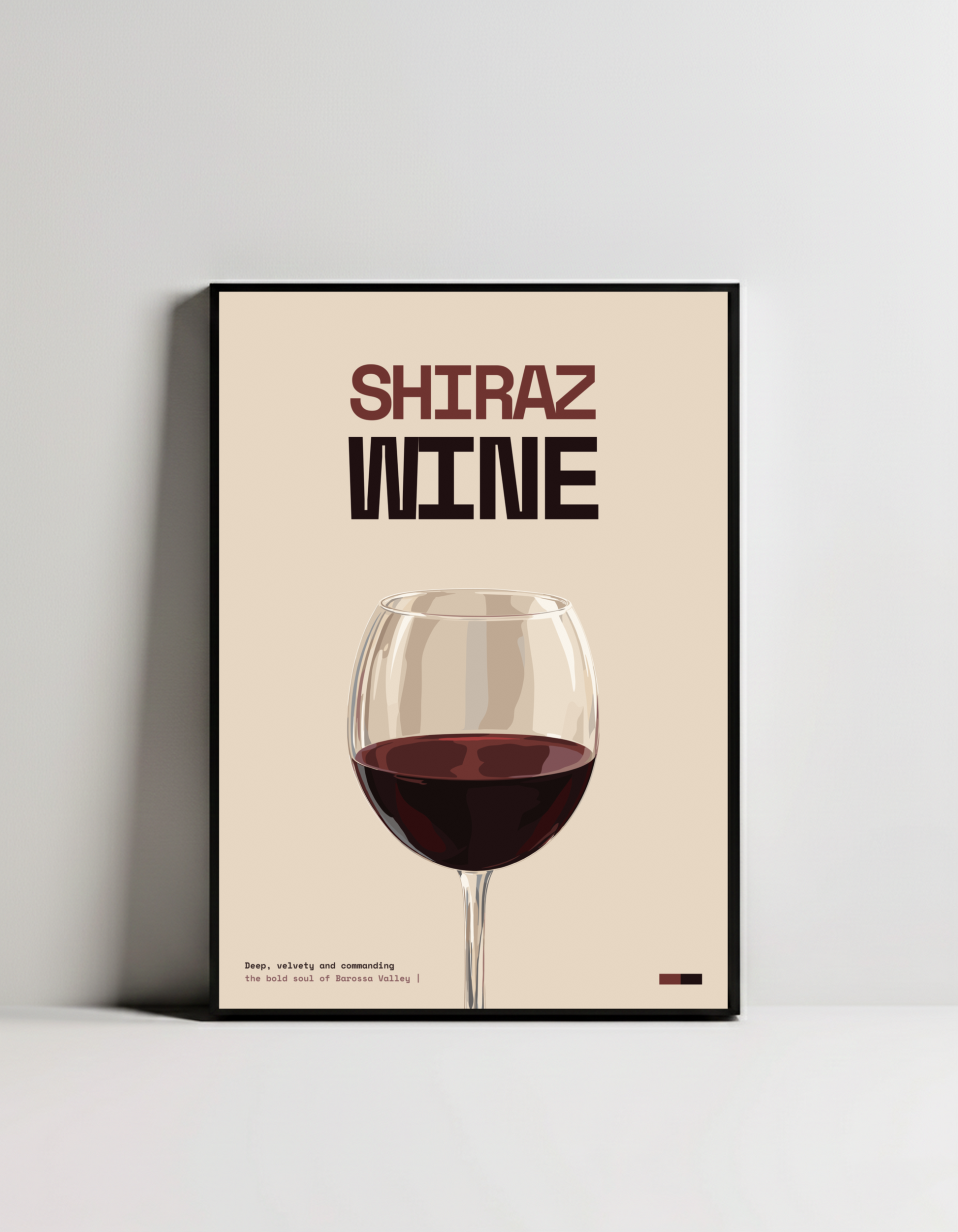 Shiraz Wine Art Print — black framed wall decor by Dunora