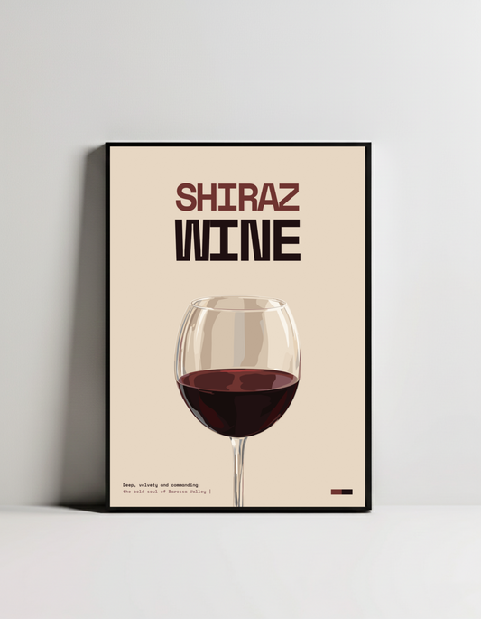 Shiraz Wine Art Print — black framed wall decor by Dunora