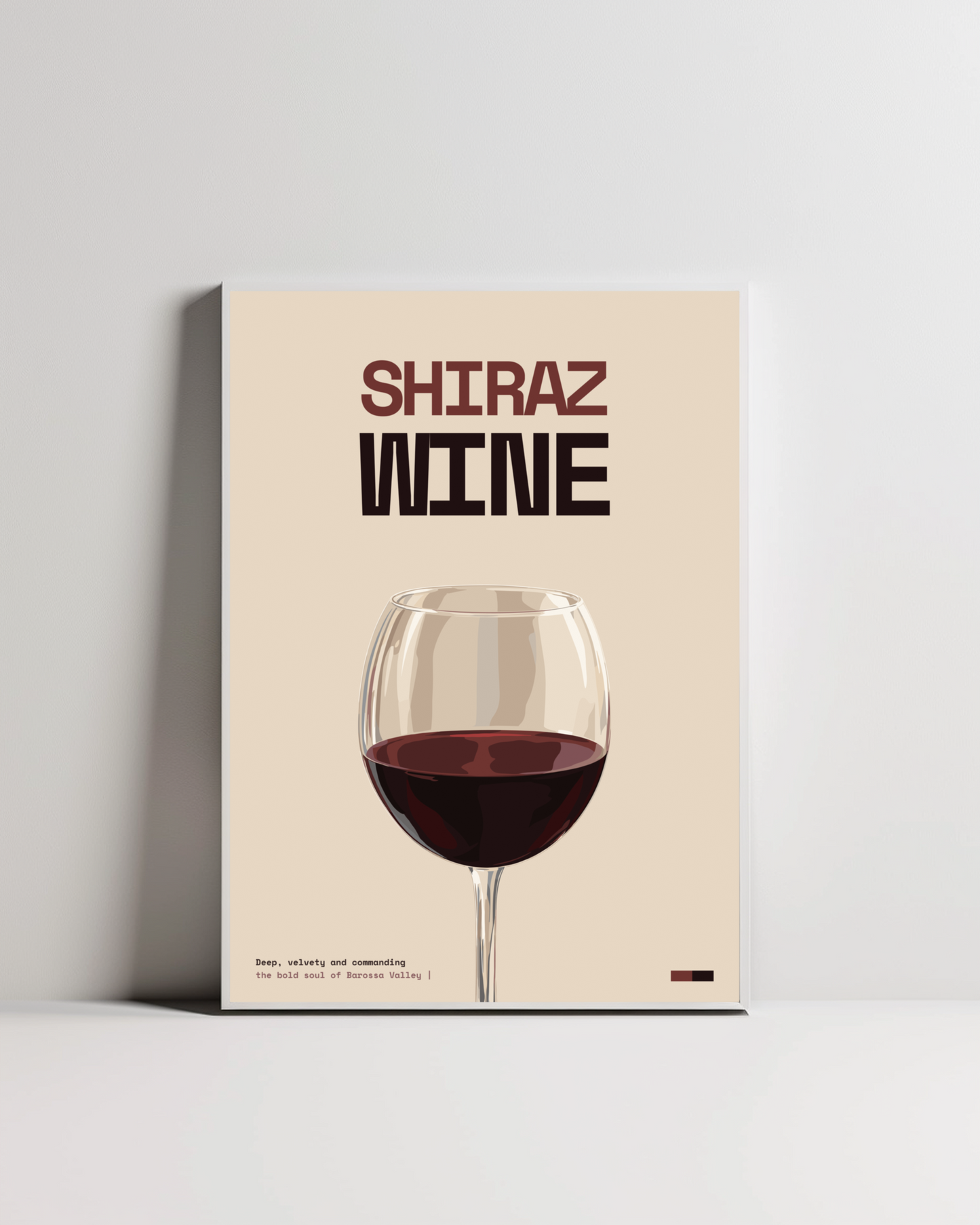 Shiraz Wine Art Print — white framed wall decor by Dunora
