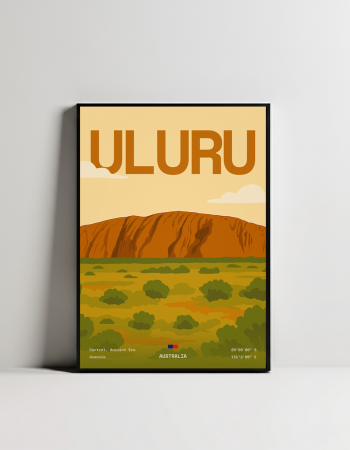 Uluru minimalist art print — black framed wall decor by Dunora