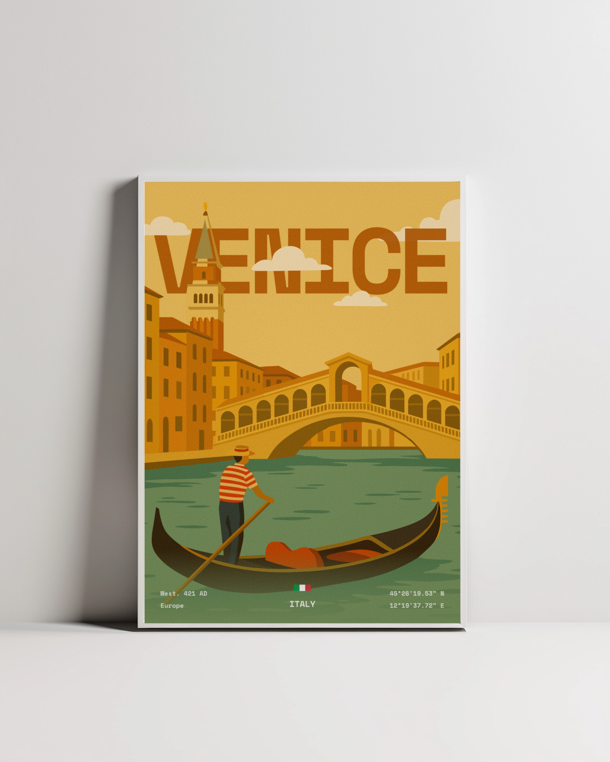 Venice minimalist art print — white framed wall decor by Dunora